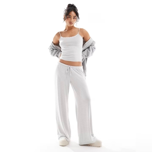 Hollister Other - Hollister Lounge Set Ultra Soft Grey With White Stripe Size L
